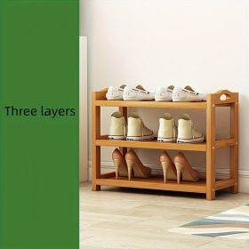 1pc Bamboo Wooden Shoe Rack Home Floor Standing Simple Shoe Rack Multi-Layer Shelf Dormitory Entry Space Saving Storage Small Shoe Cabinet